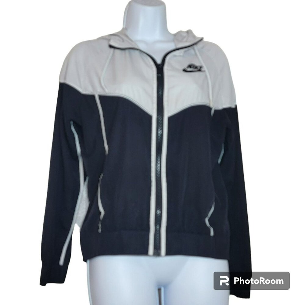 Nike Windbreaker /Track Jacket, Women S, Black :& White, Hooded, Breathable, GUC